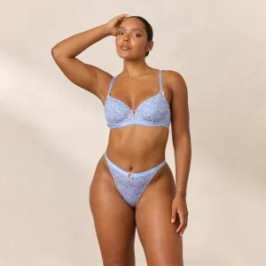 Soutien-gorge Côtelé Rosebud Balcony  - Bleu Floral