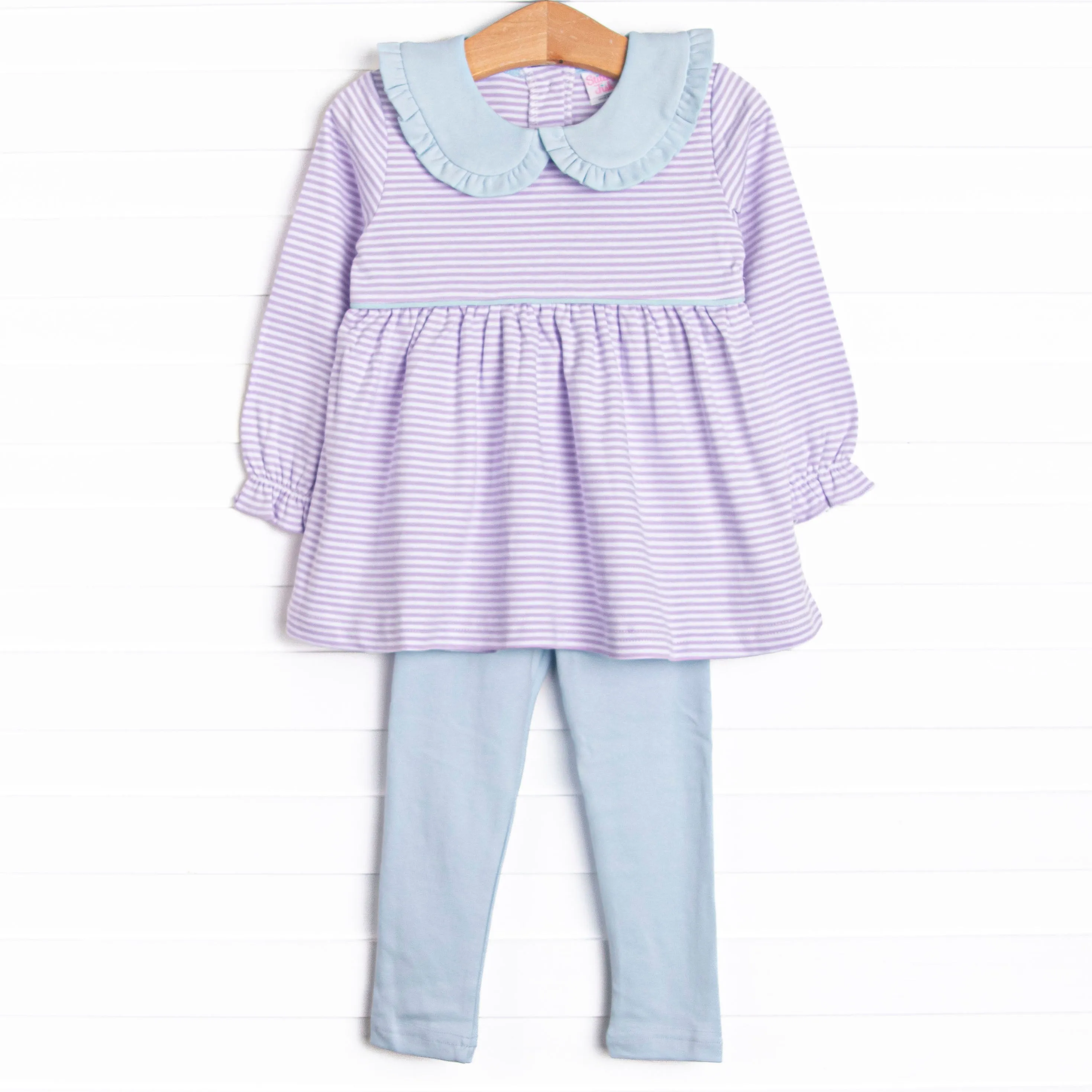 Stella Pima Legging Set, Purple Stripe