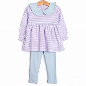 Stella Pima Legging Set, Purple Stripe