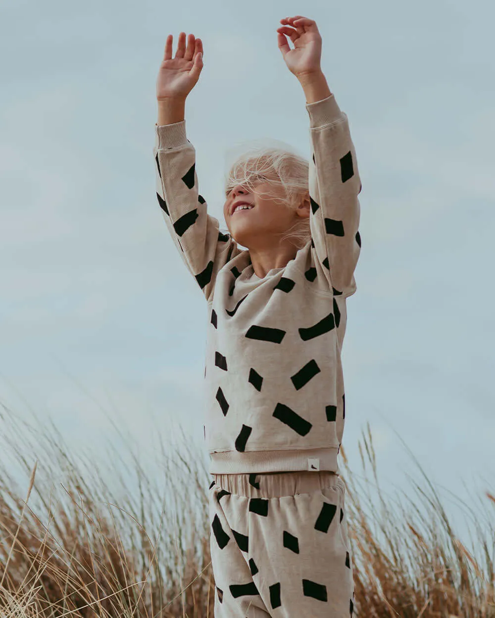 Stone Confetti Print Velour Sweatshirt