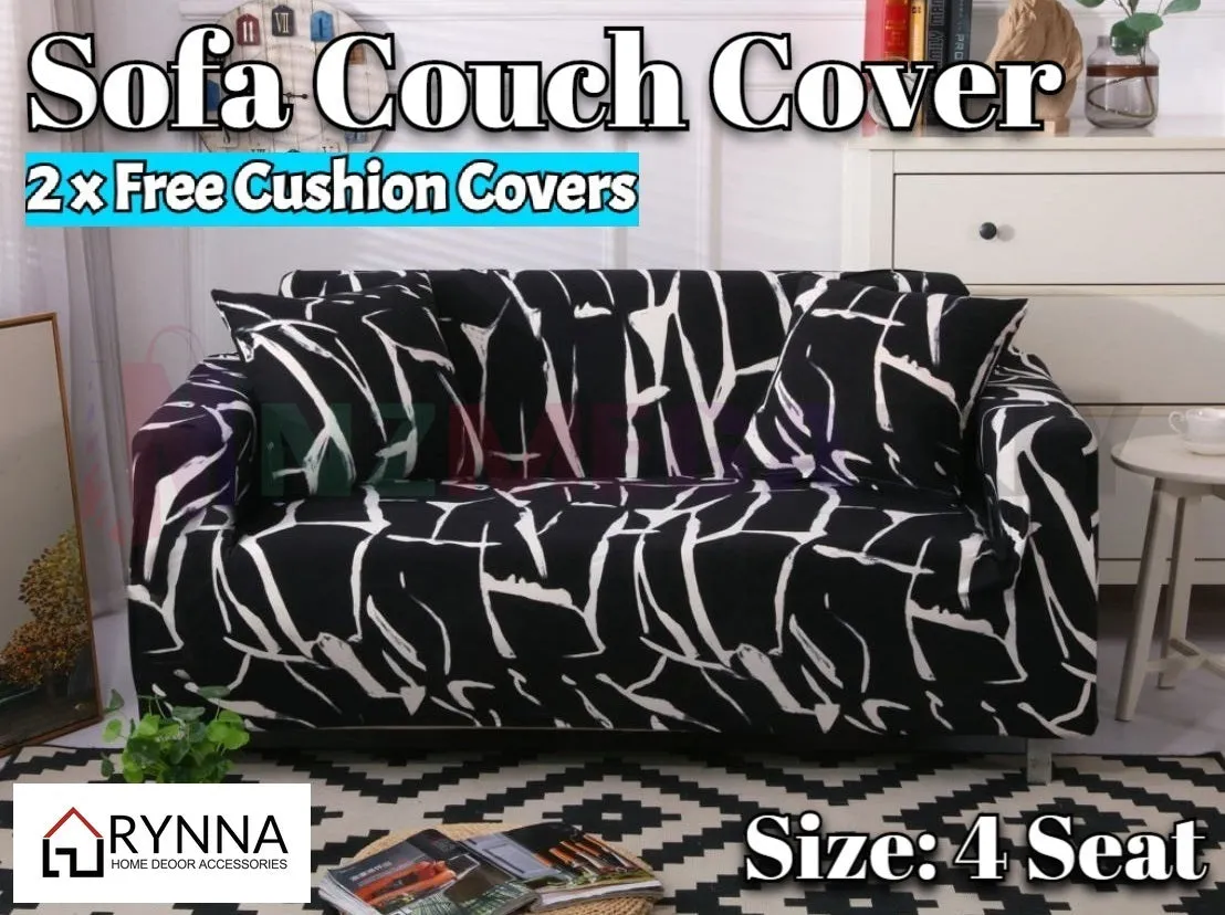 Stretch Sofa Cover Loung Couch Removable Slipcover 1/2/3/4Seater 1 Cushion Cover * black storm *4 Sizes