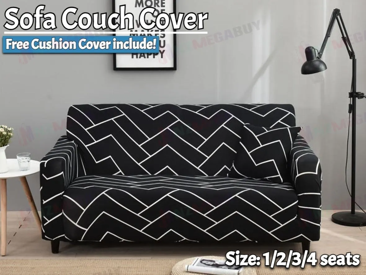 Stretch Sofa Cover Lounge Couch Removable Slipcover 1 Seater   1 Cushion Cover*4 Sizes