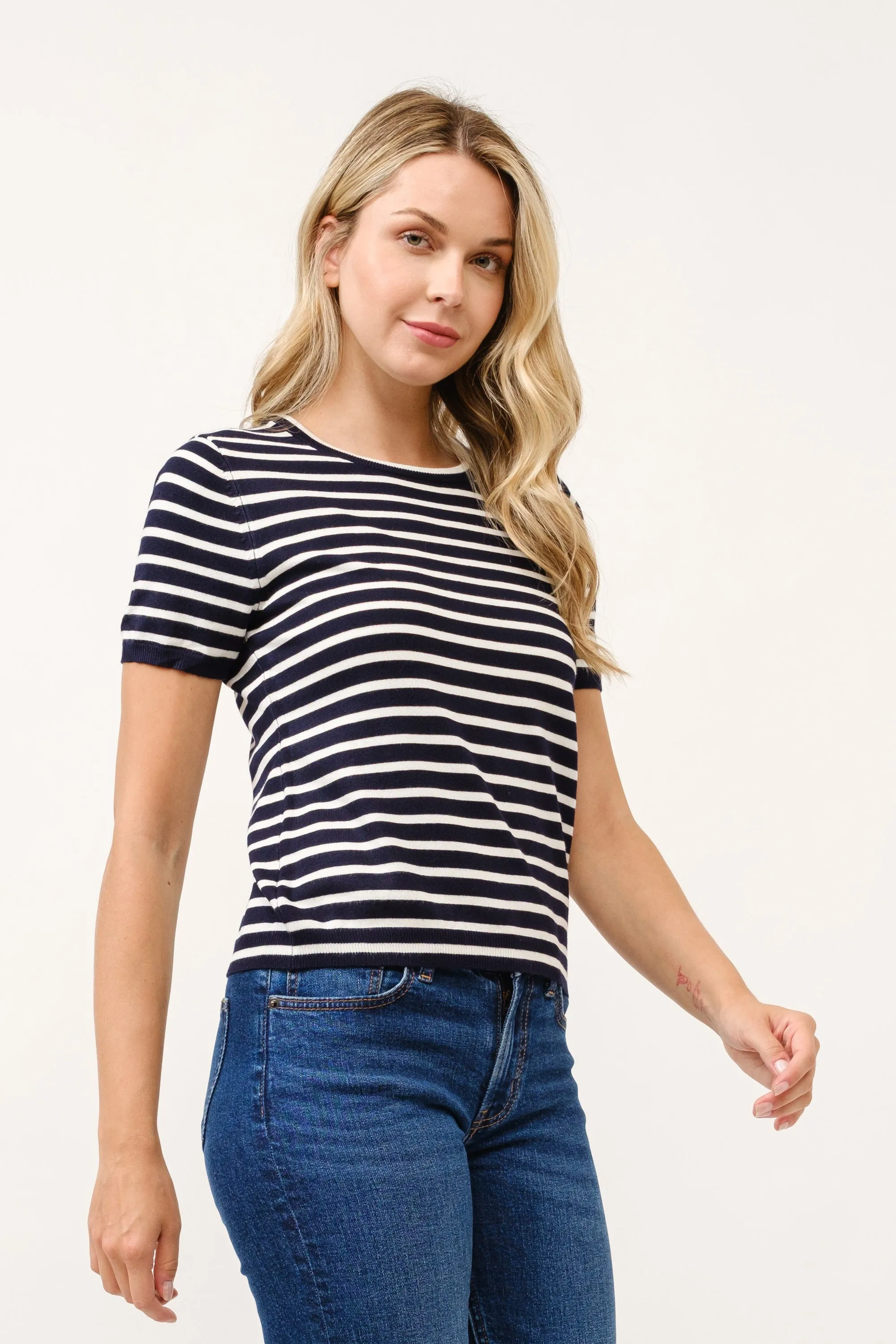Striped Knit Tee I Black & White
