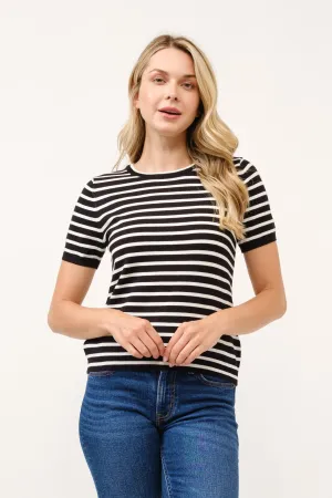 Striped Knit Tee I Black & White