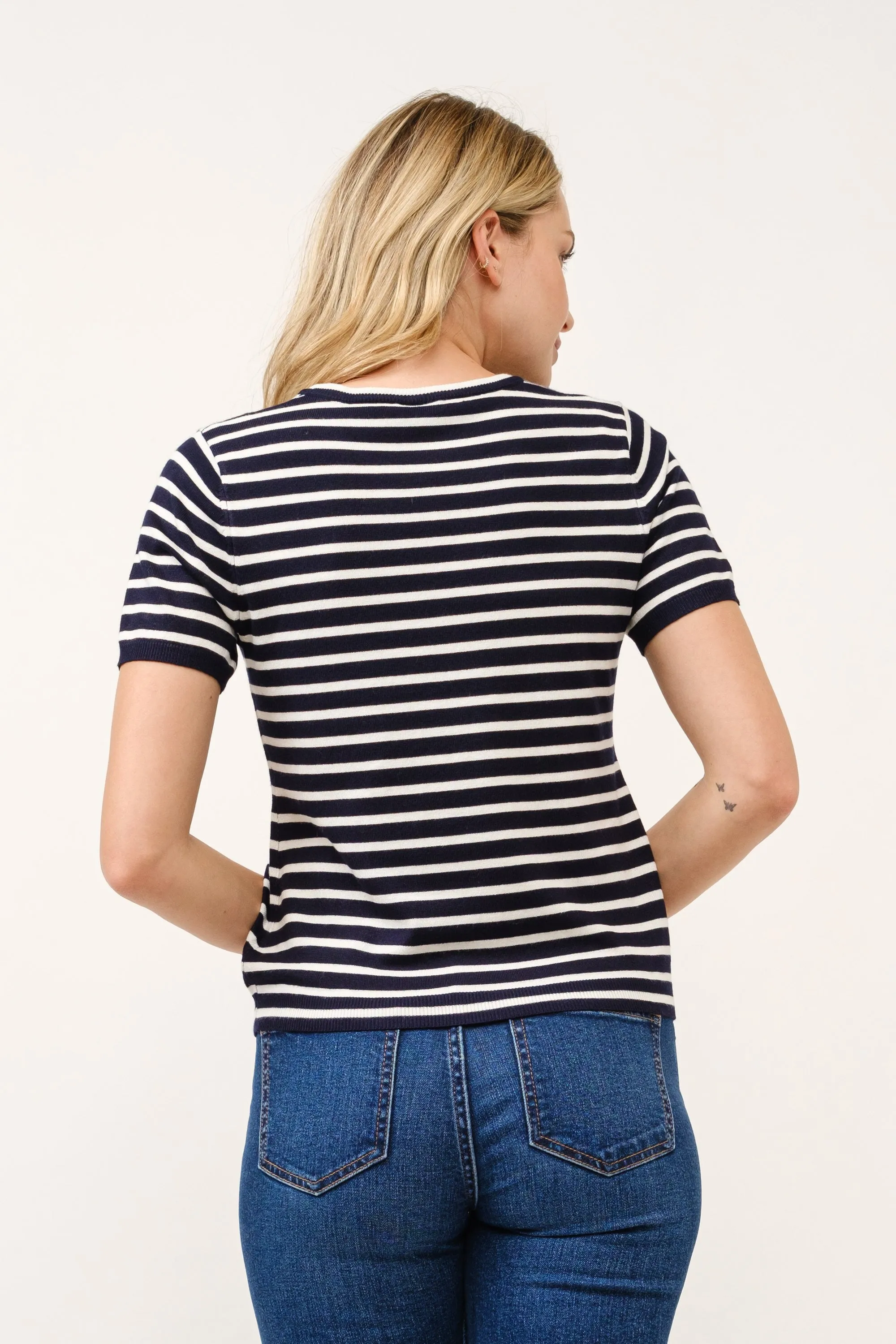 Striped Knit Tee I Black & White