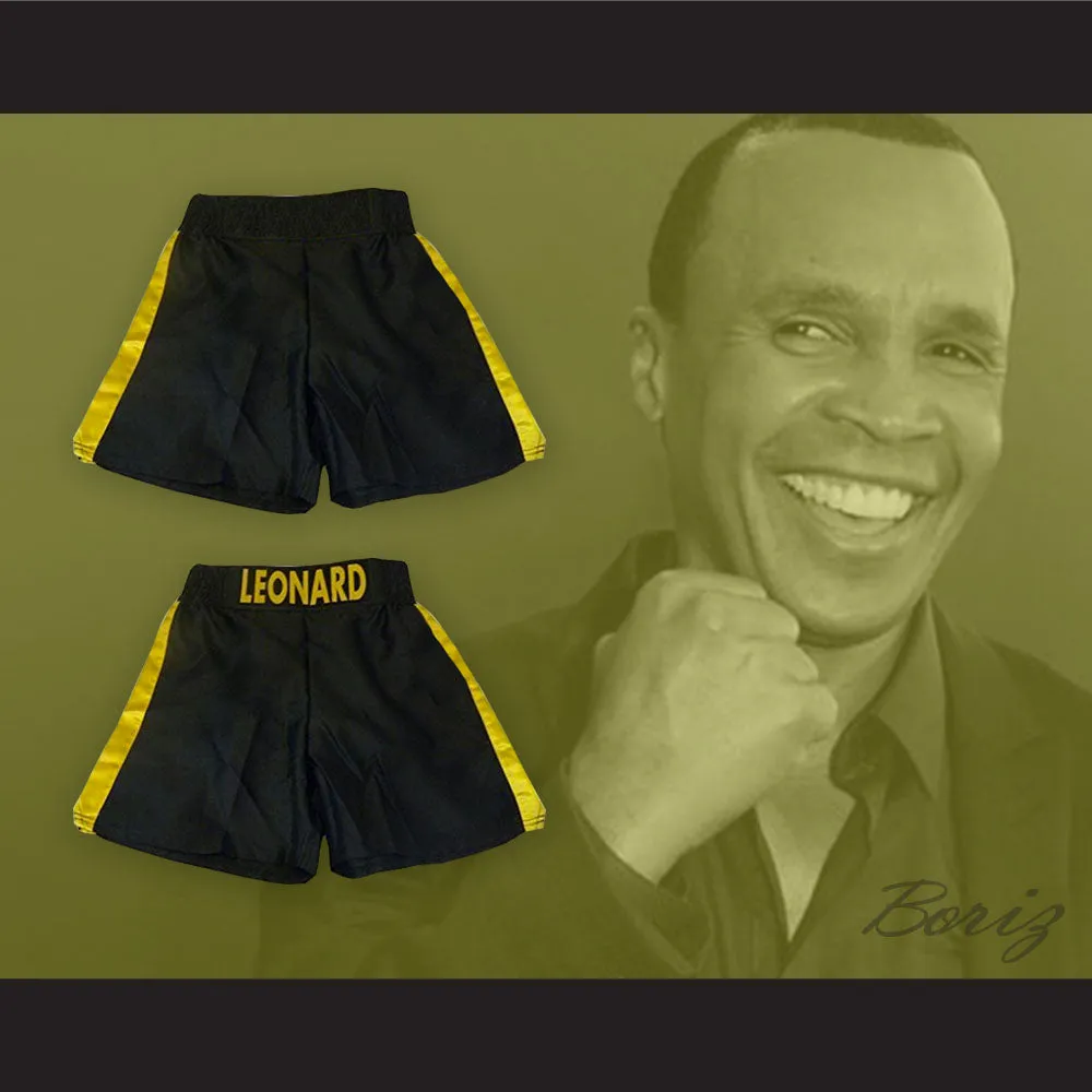 Sugar Ray Leonard Black and Yellow Boxing Shorts