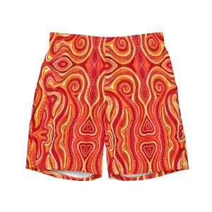 Swim Trunks ( Secret Internal Pocket)- "Ember" Design