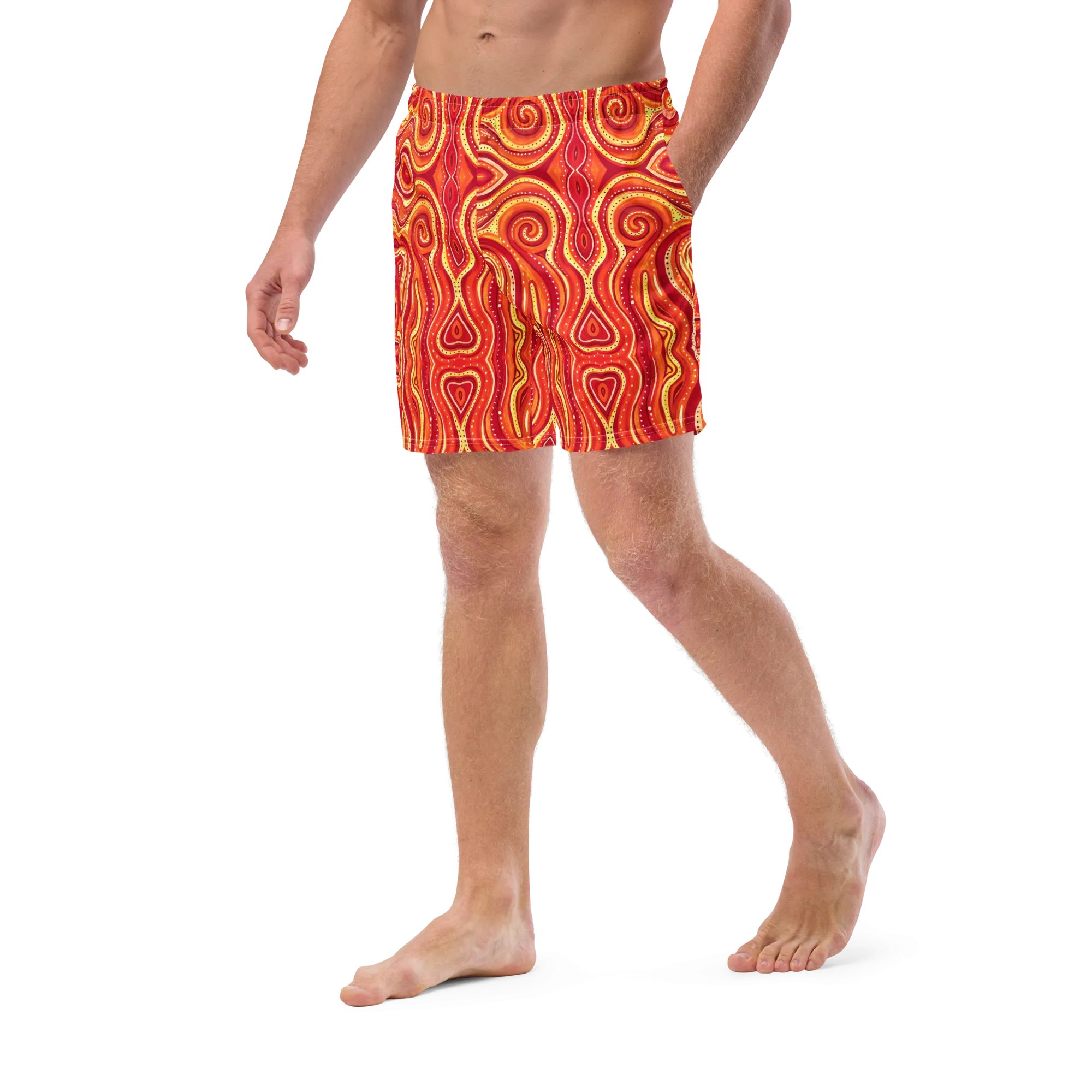 Swim Trunks ( Secret Internal Pocket)- "Ember" Design