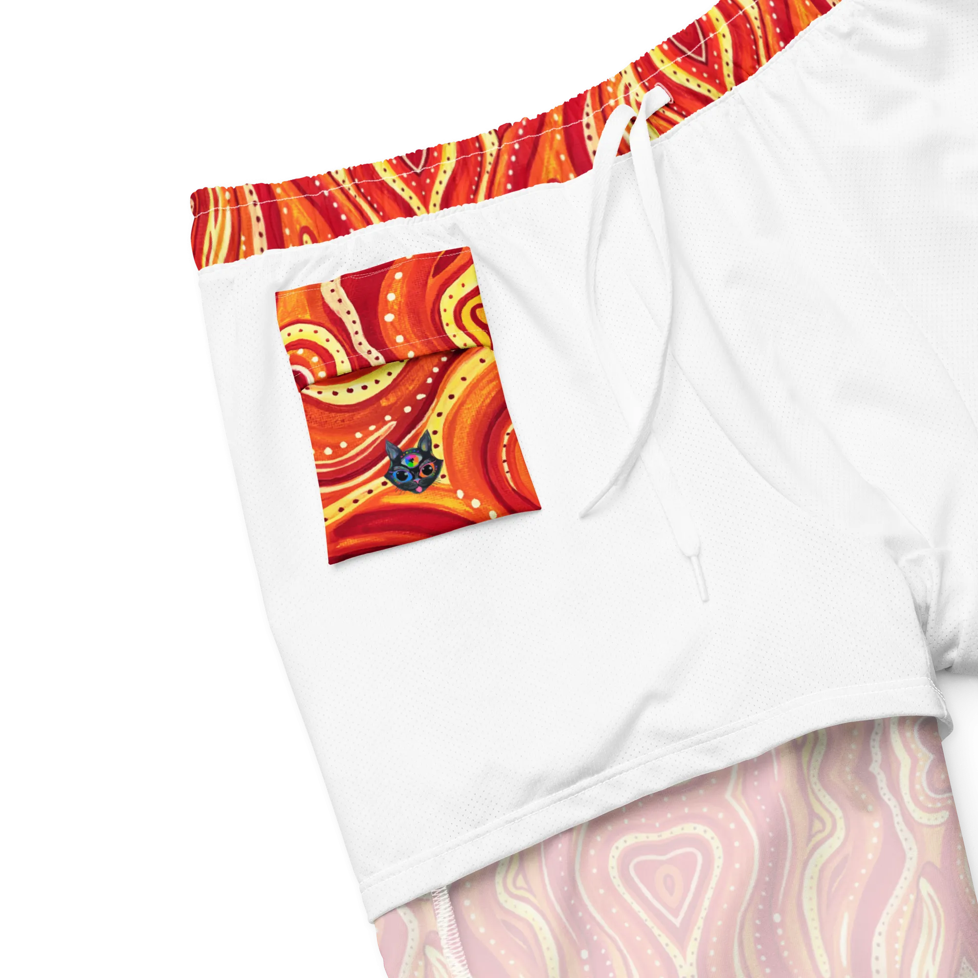 Swim Trunks ( Secret Internal Pocket)- "Ember" Design
