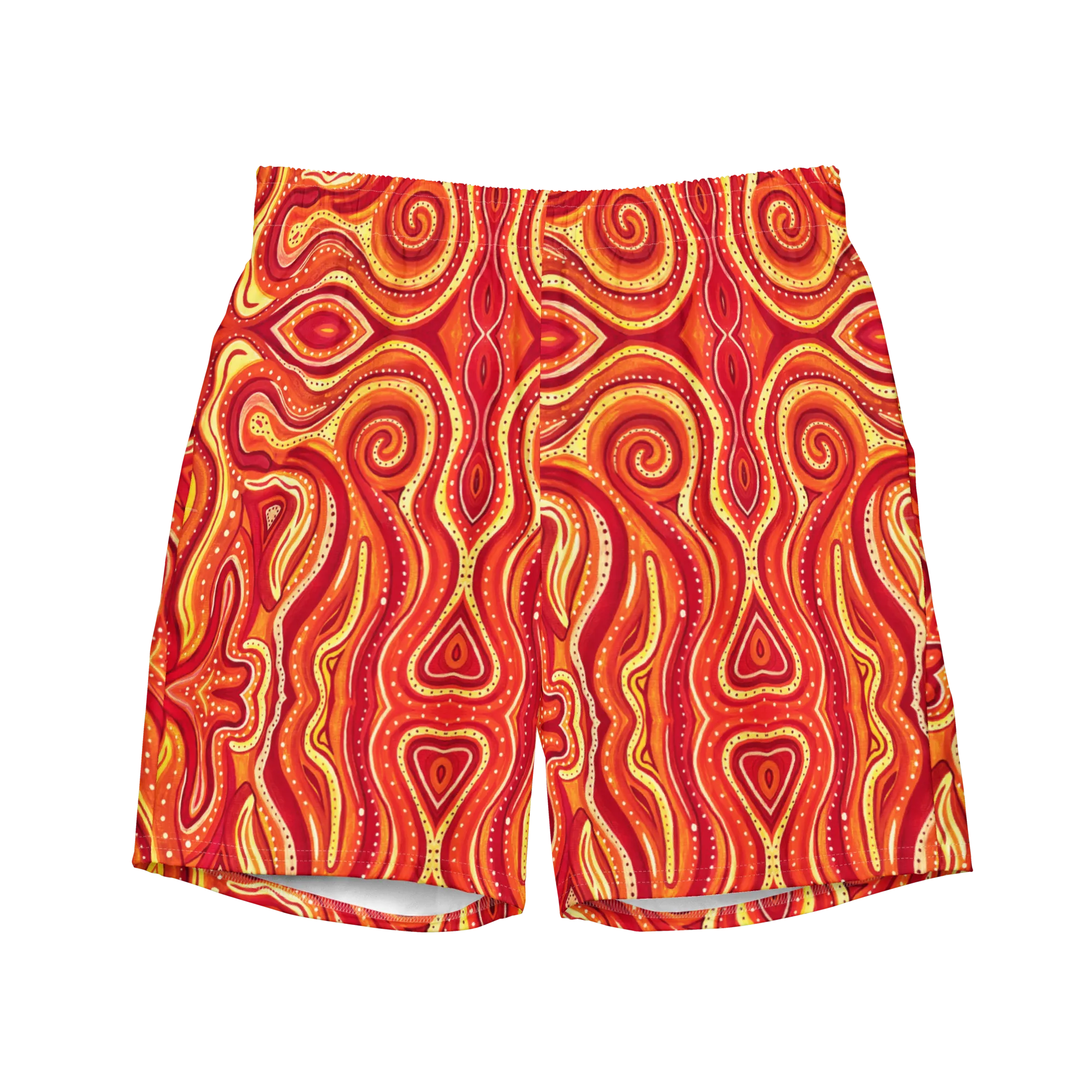 Swim Trunks ( Secret Internal Pocket)- "Ember" Design