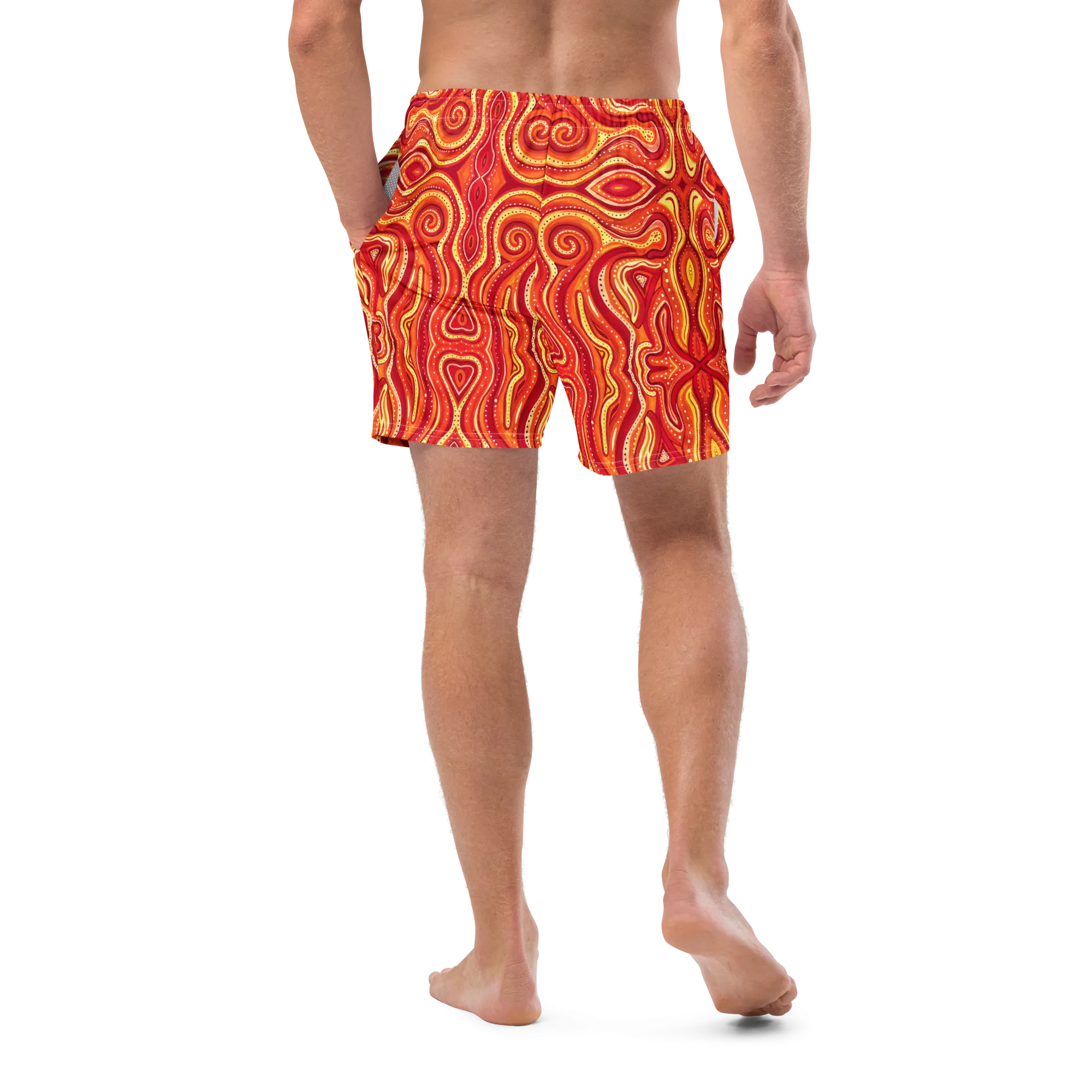 Swim Trunks ( Secret Internal Pocket)- "Ember" Design
