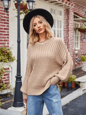 Tahoe Bound Waffle Knit Sweater - Khaki
