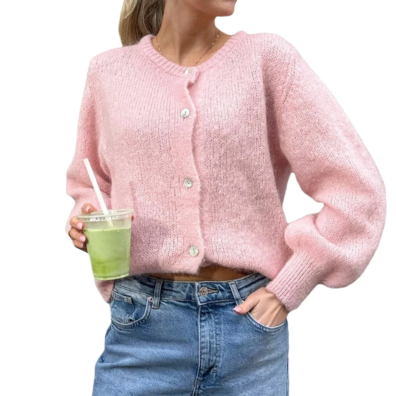 thanksgiving outfit JazzHer Women Button up Sweaters Casual Lightweight Solid Color Knit Cardigans Warm Fall Knitwear for Streetwear