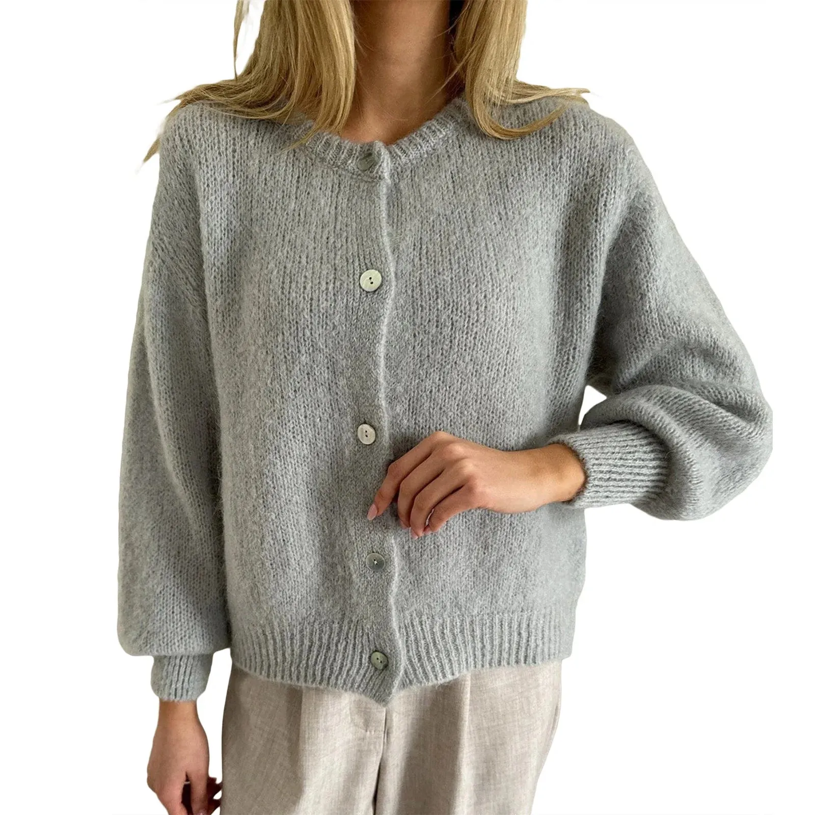 thanksgiving outfit JazzHer Women Button up Sweaters Casual Lightweight Solid Color Knit Cardigans Warm Fall Knitwear for Streetwear