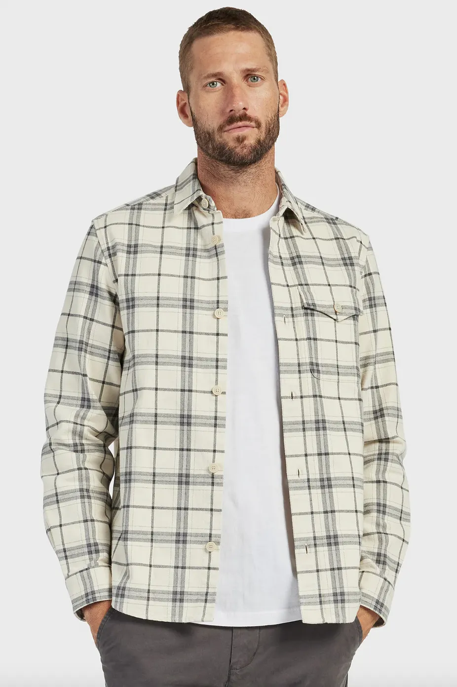 The Academy Brand, Oakland Check Overshirt | Ash Grey