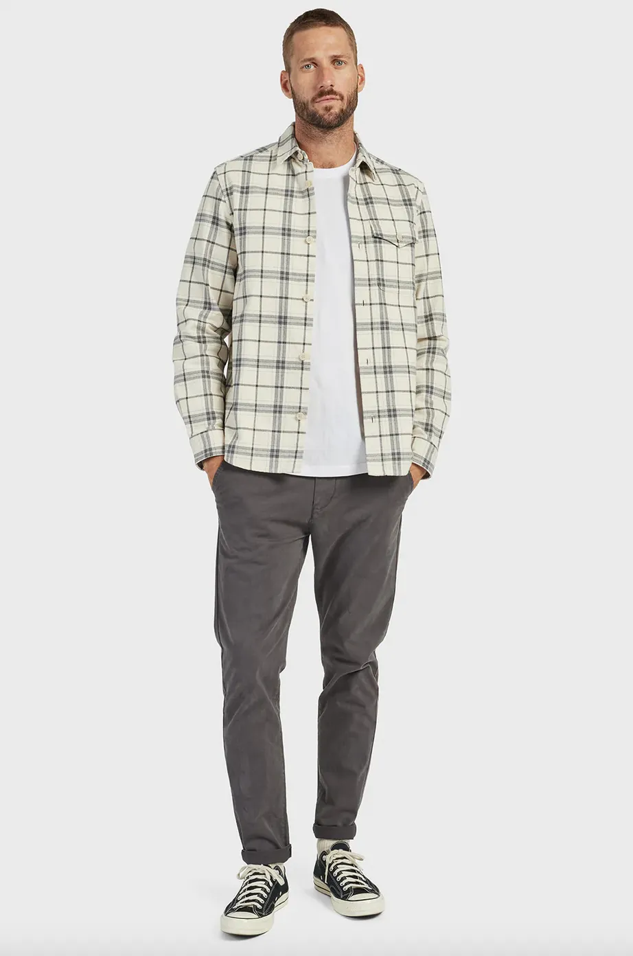 The Academy Brand, Oakland Check Overshirt | Ash Grey