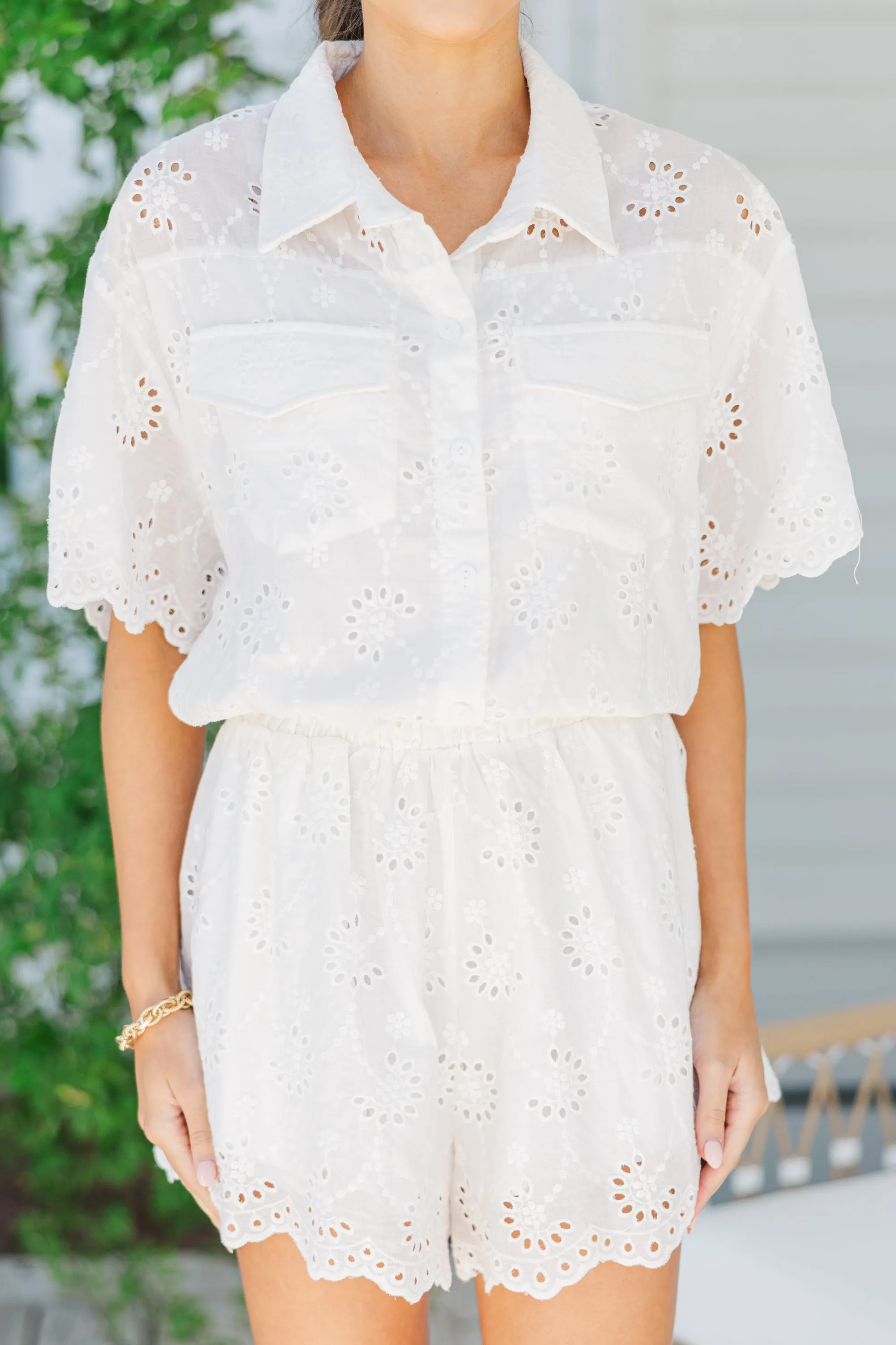 The Devotion White Eyelet Romper
