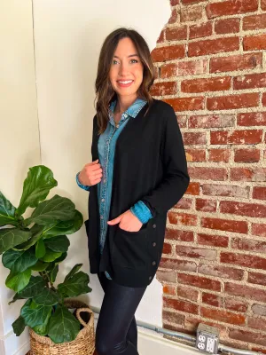 The Little Black Button Cardigan
