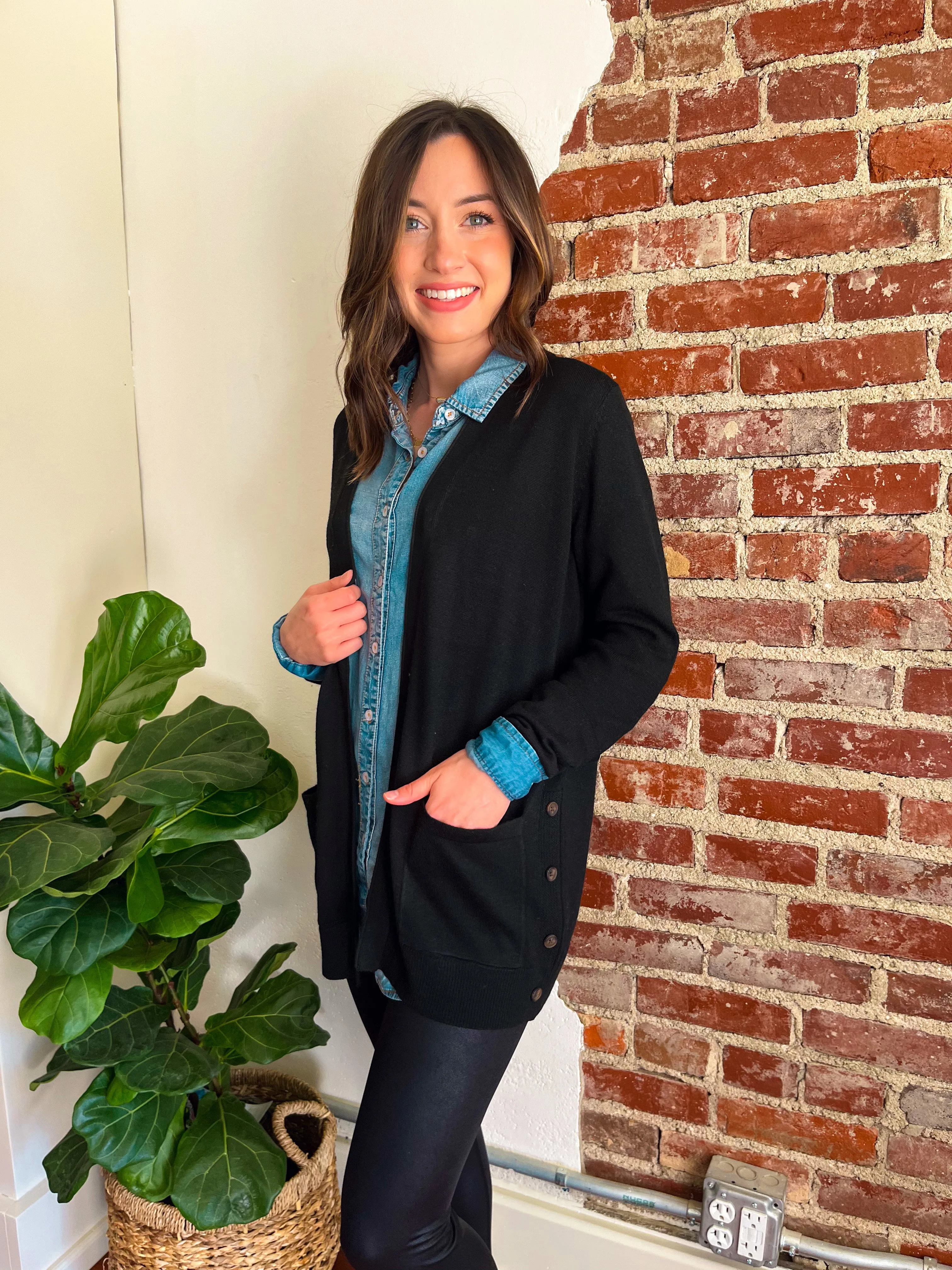 The Little Black Button Cardigan