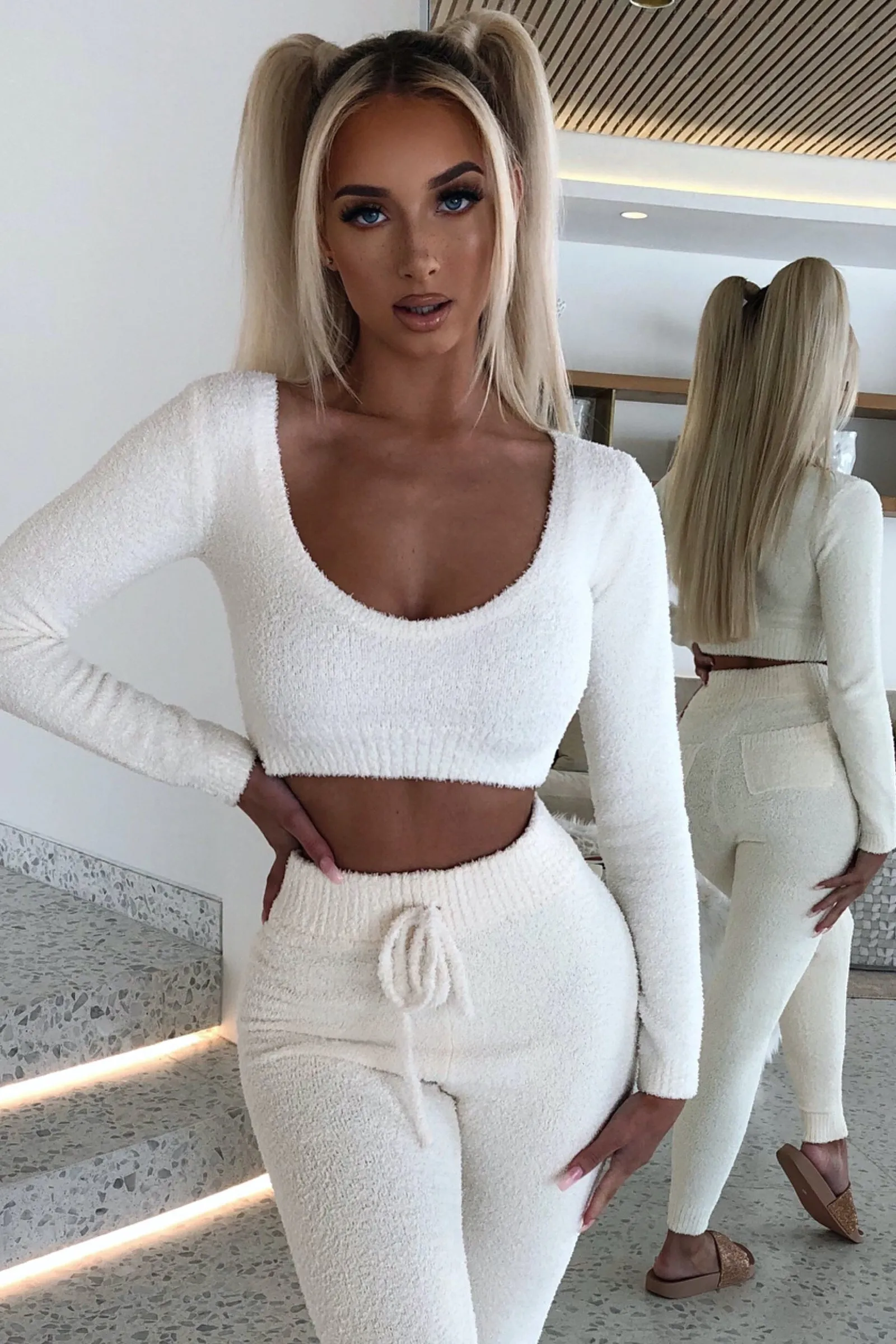 TNG Cosy Crop set Loungewear - cream