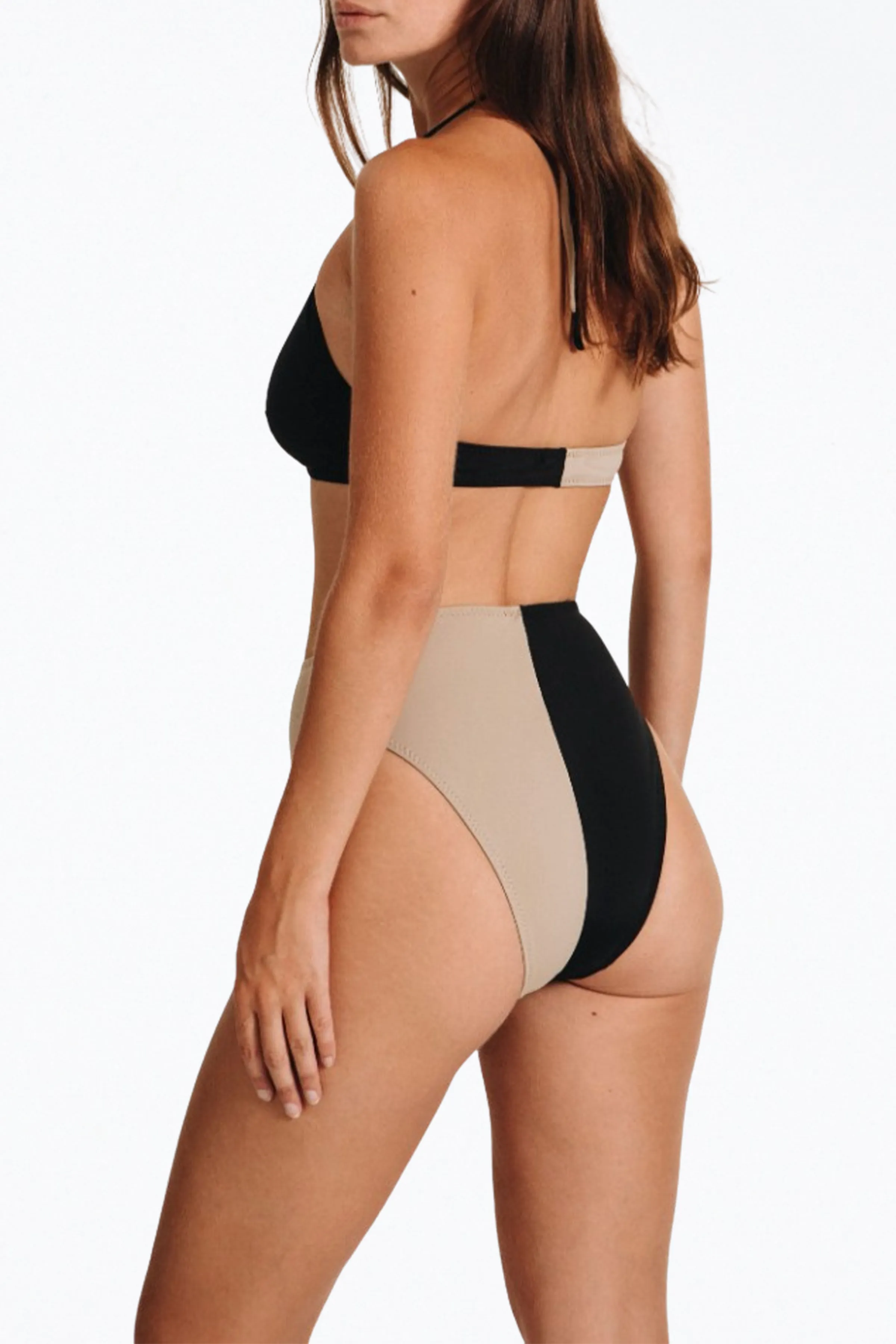 TOKIO TWO-TONE TRIANGLE HALTERNECK BIKINI TOP