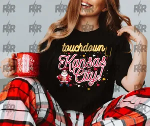 Touchdown Kansas City Santa Confetti Black Tee