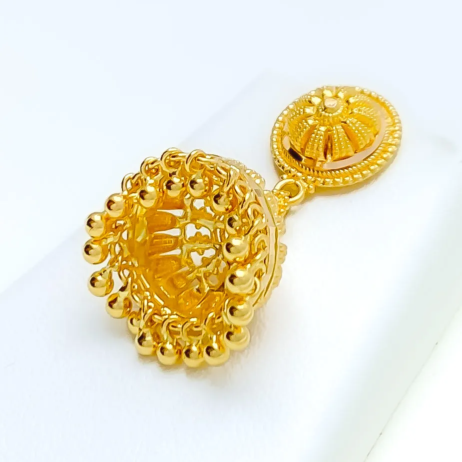 Traditional Dangling Tasseled 22k Gold Necklace Set