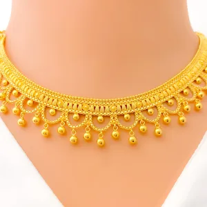 Traditional Dangling Tasseled 22k Gold Necklace Set