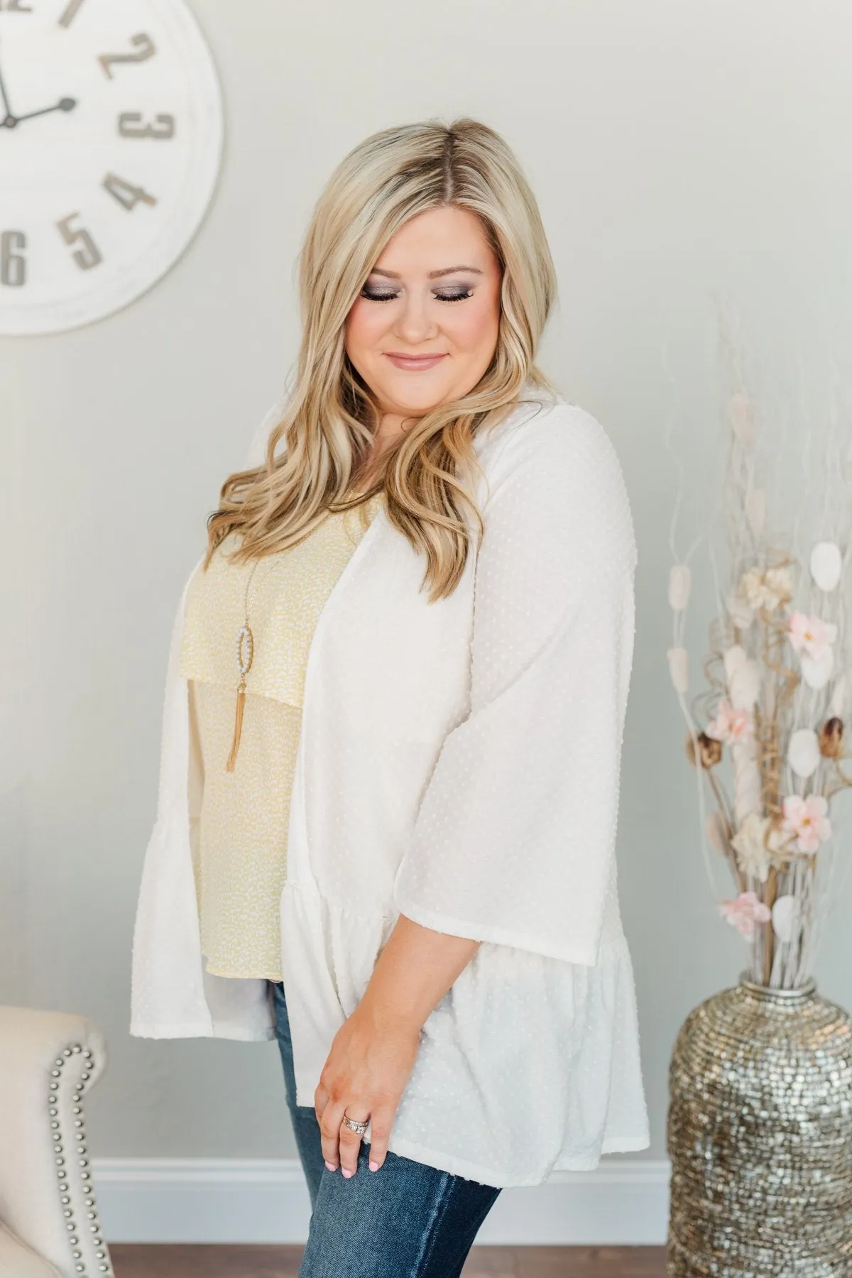 Truly Charming Swiss Dot Kimono- Ivory