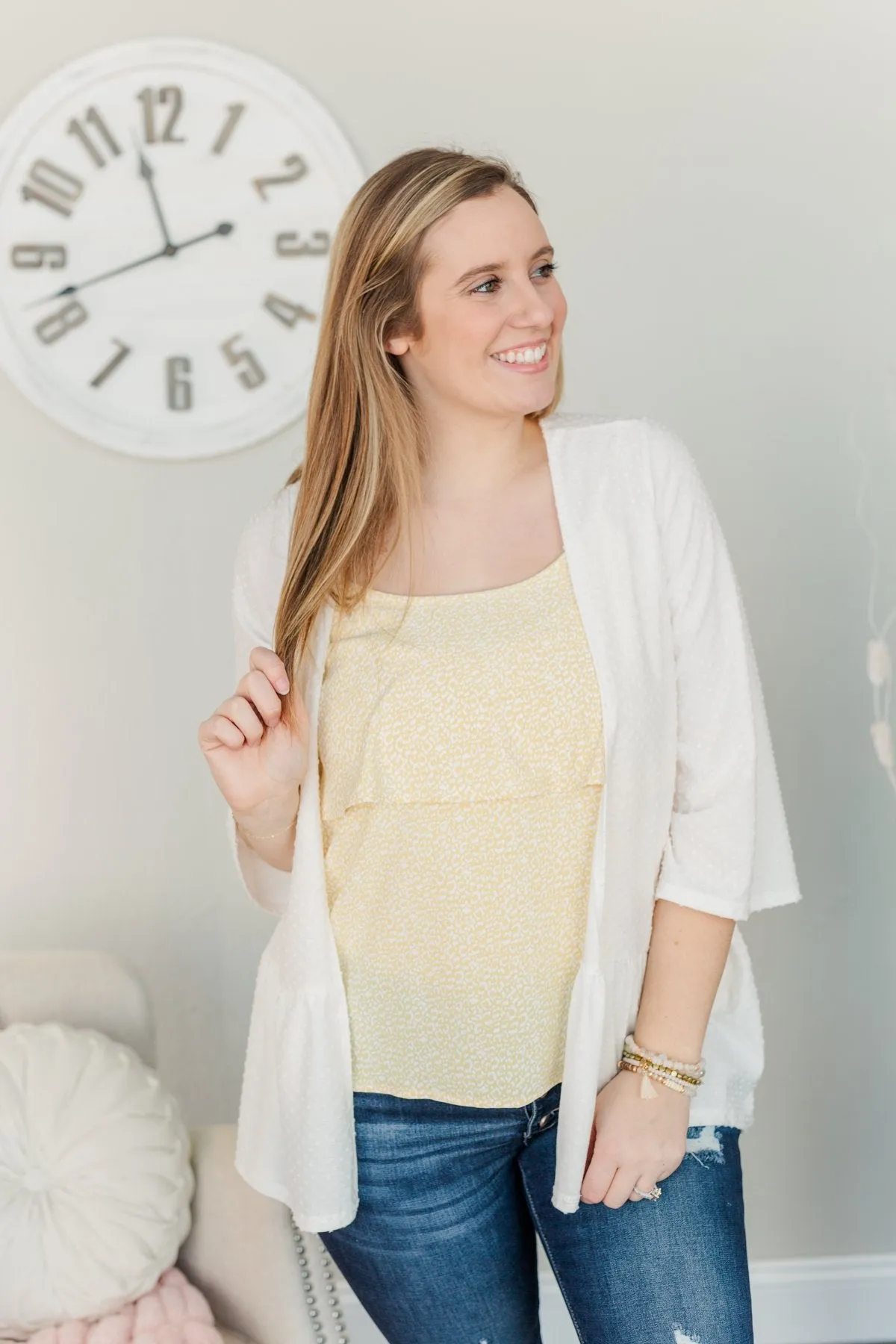 Truly Charming Swiss Dot Kimono- Ivory