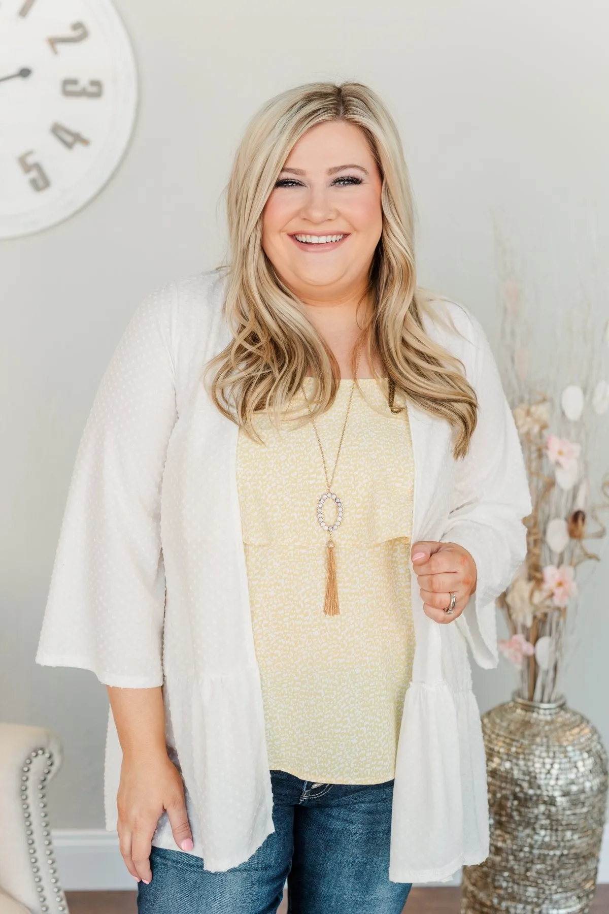 Truly Charming Swiss Dot Kimono- Ivory
