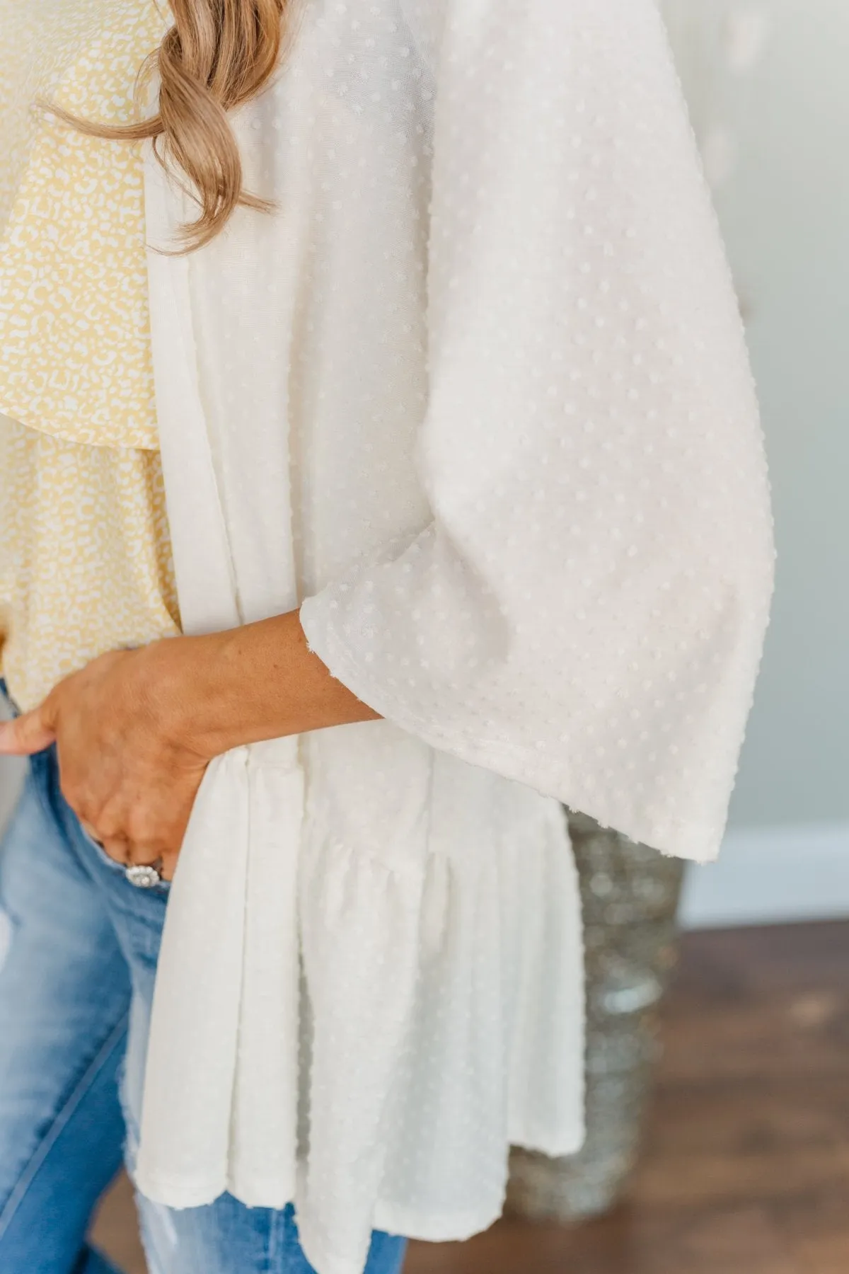 Truly Charming Swiss Dot Kimono- Ivory