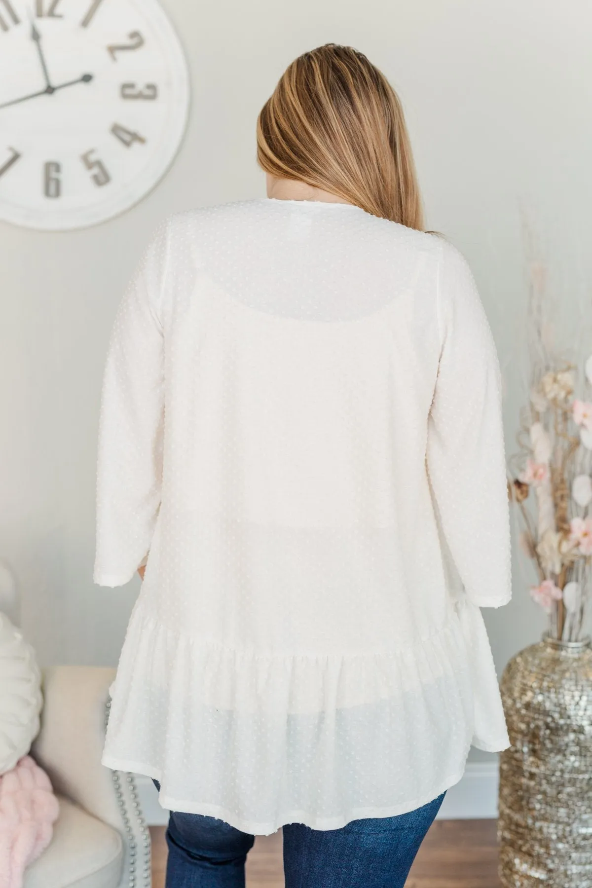 Truly Charming Swiss Dot Kimono- Ivory