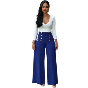 Two Piece Outfit Bodysuit Jumpsuit Long Wide Pants 2 Piece Set Button Criss Cross Playsuit