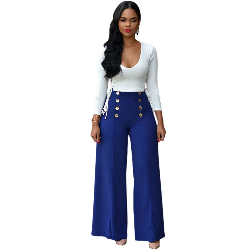 Two Piece Outfit Bodysuit Jumpsuit Long Wide Pants 2 Piece Set Button Criss Cross Playsuit