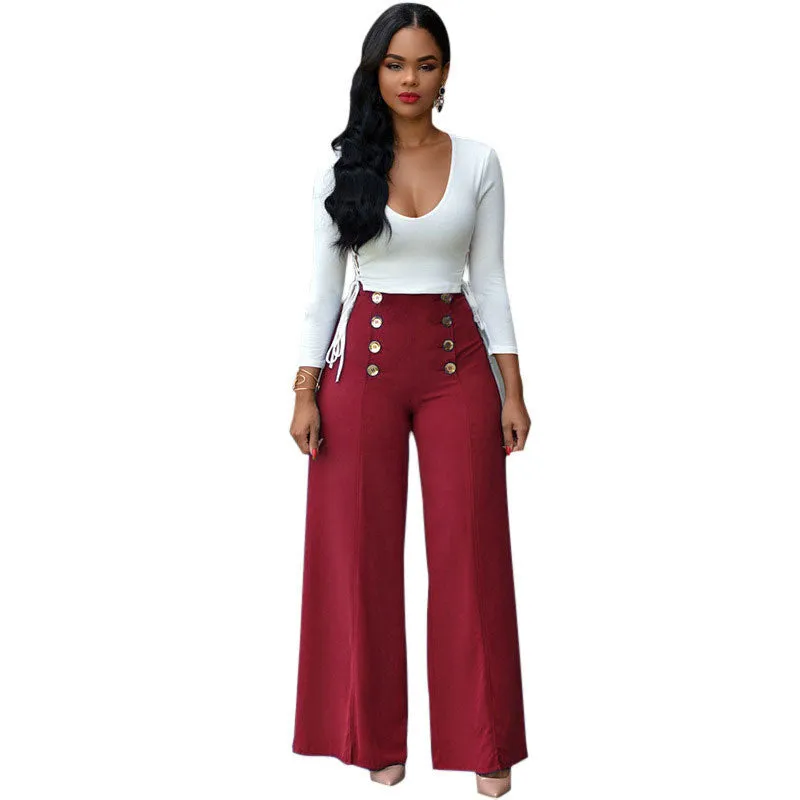 Two Piece Outfit Bodysuit Jumpsuit Long Wide Pants 2 Piece Set Button Criss Cross Playsuit
