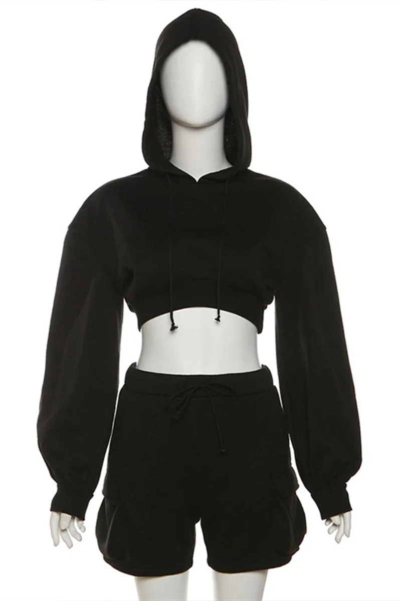 UG676 Hood Jacket Top and Shorts Set