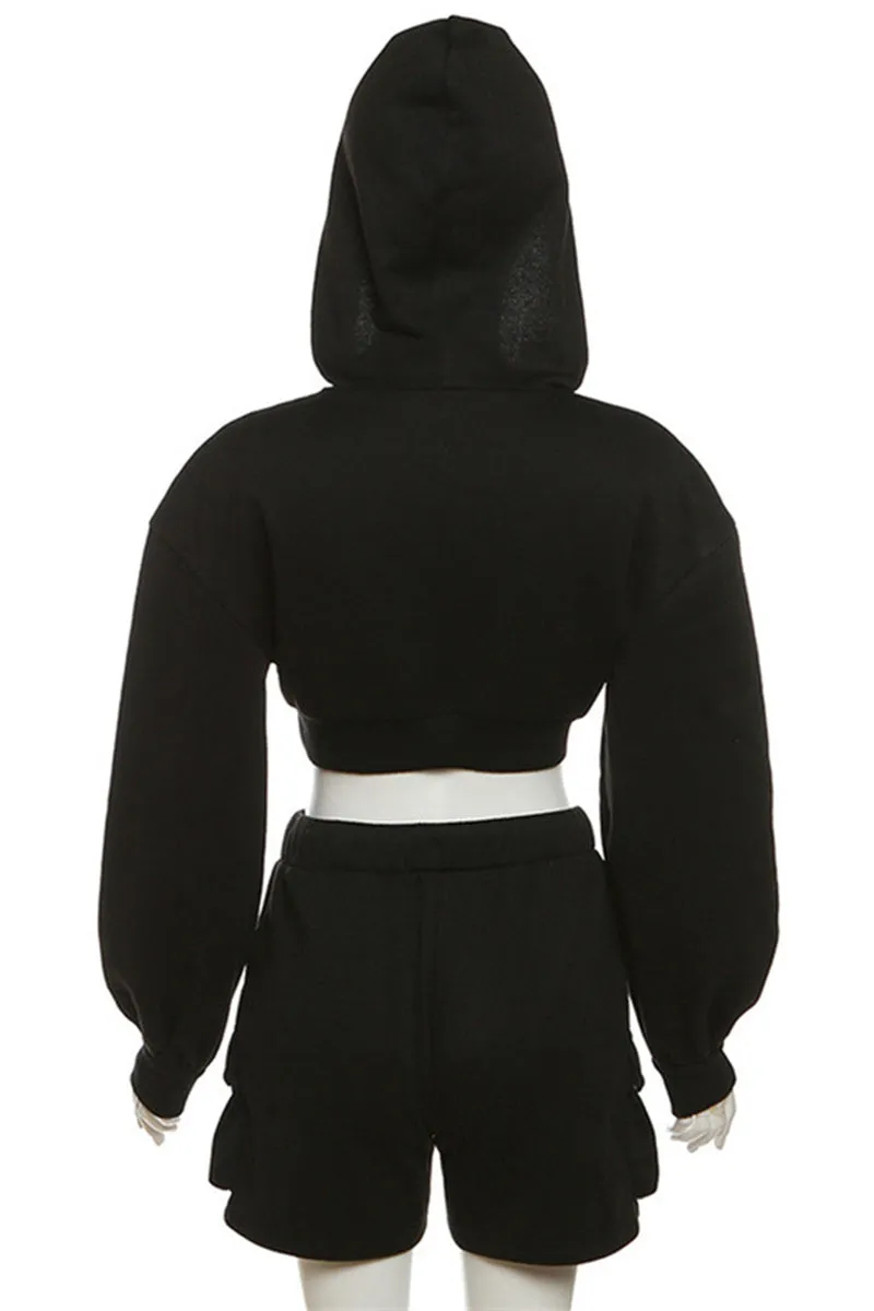 UG676 Hood Jacket Top and Shorts Set