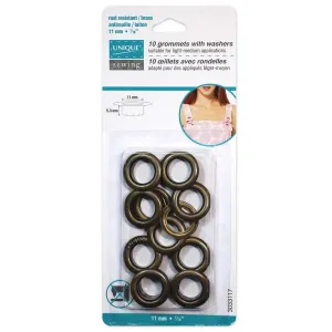 UNIQUE SEWING Grommets - Anti Gold 11 x 5.3mm (3/8″ x 3/16″) - 10 sets - 3033117
