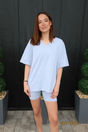V Neck Top & Biker Shorts Set