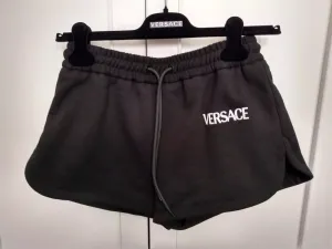 Versace Black Logo-embroidered track shorts