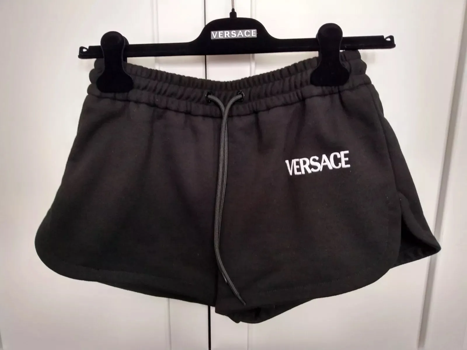 Versace Black Logo-embroidered track shorts
