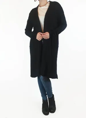 Vigorella black wool mix long cardigan one size