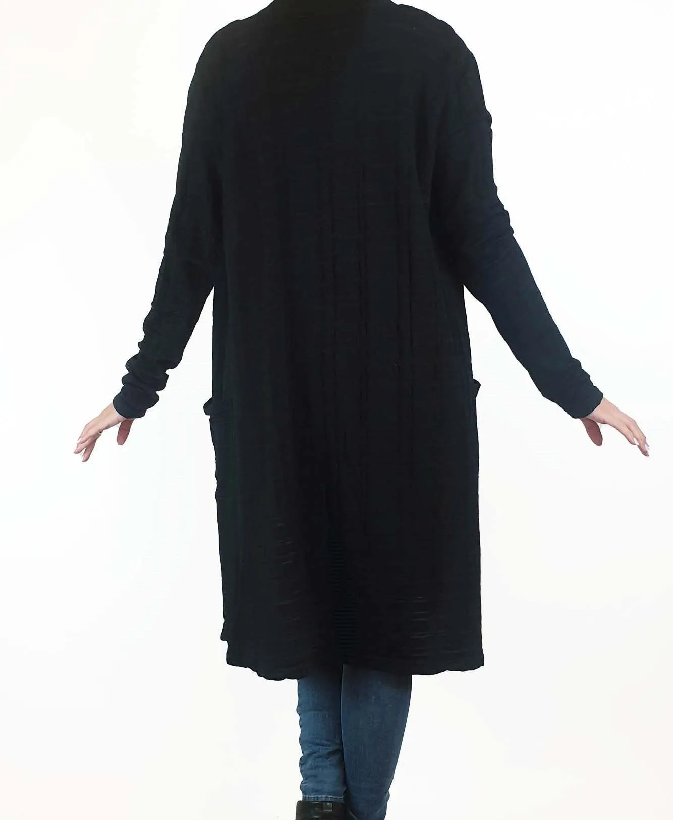 Vigorella black wool mix long cardigan one size