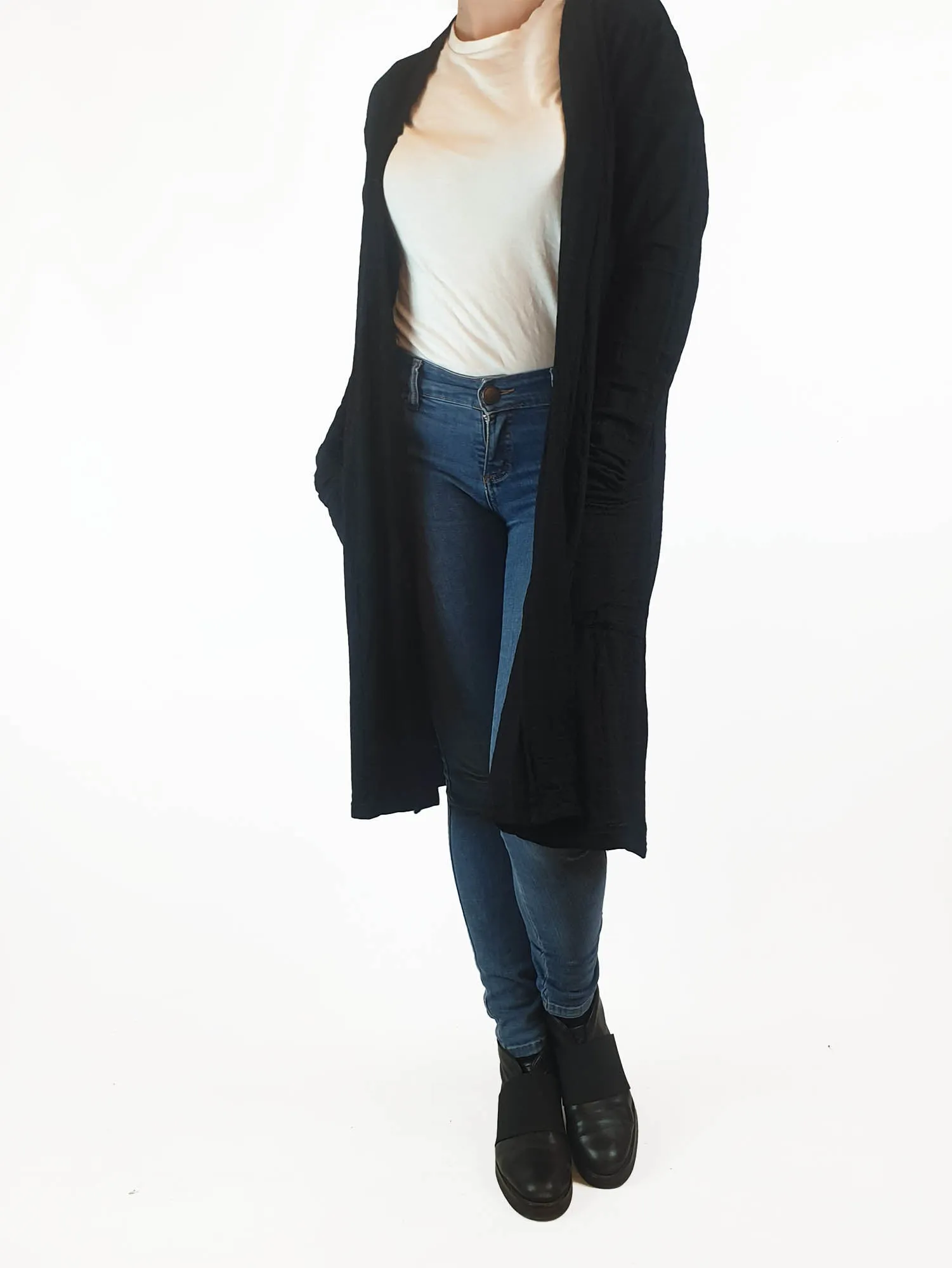 Vigorella black wool mix long cardigan one size