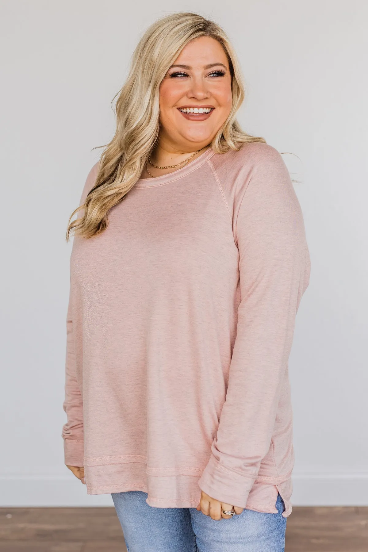 Wake Up The Day Long Sleeve Top- Blush