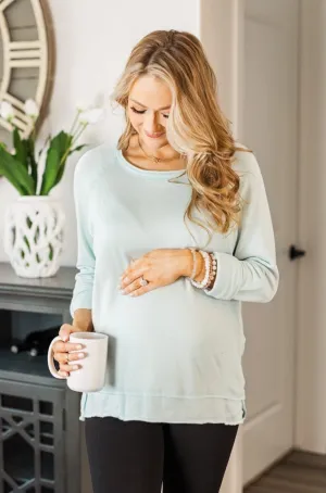 Wake Up The Day Long Sleeve Top- Light Mint