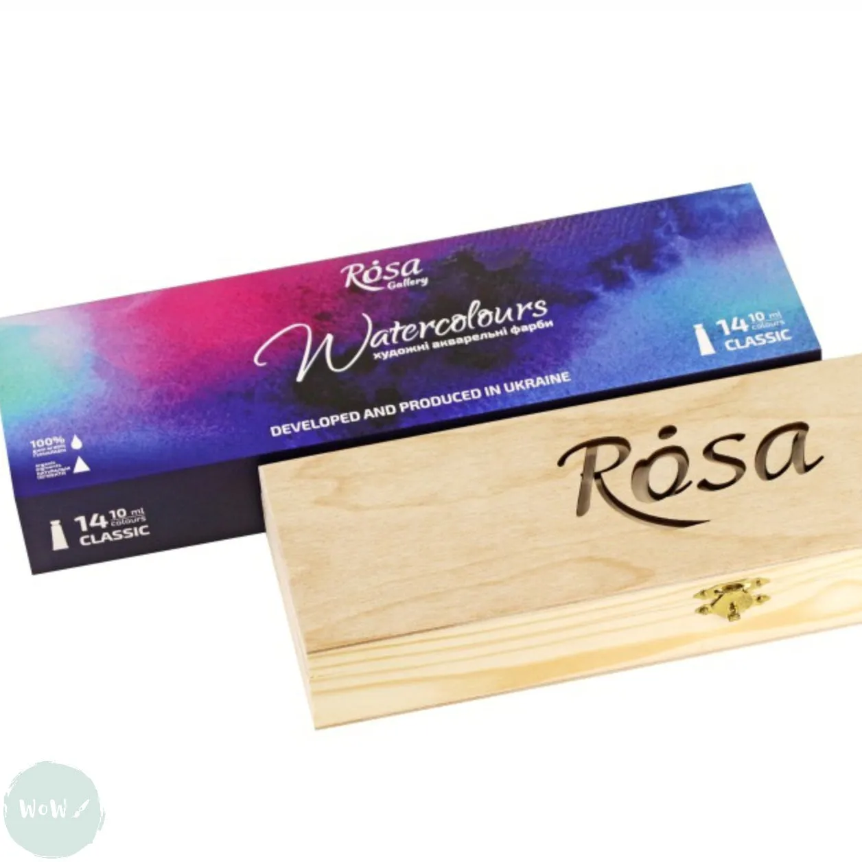 Watercolour Paint Sets - ROSA GALLERY - CLASSIC - 10ml TUBES - 14 Assorted - WOODEN BOX