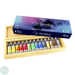 Watercolour Paint Sets - ROSA GALLERY - CLASSIC - 10ml TUBES - 14 Assorted - WOODEN BOX