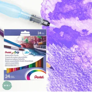 Watercolour Pencil Sets - PENTEL Arts -  24 assorted